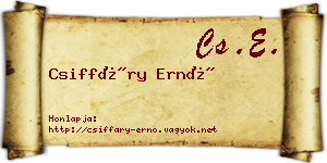 Csiffáry Ernő névjegykártya